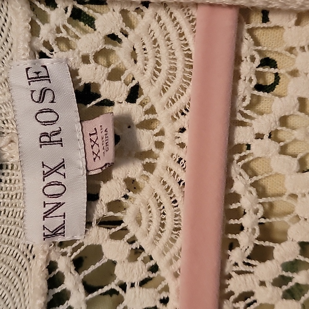 Knox Rose Lace Open Front Cardigan Sweater Size XXL Cream - Picture 4 of 7